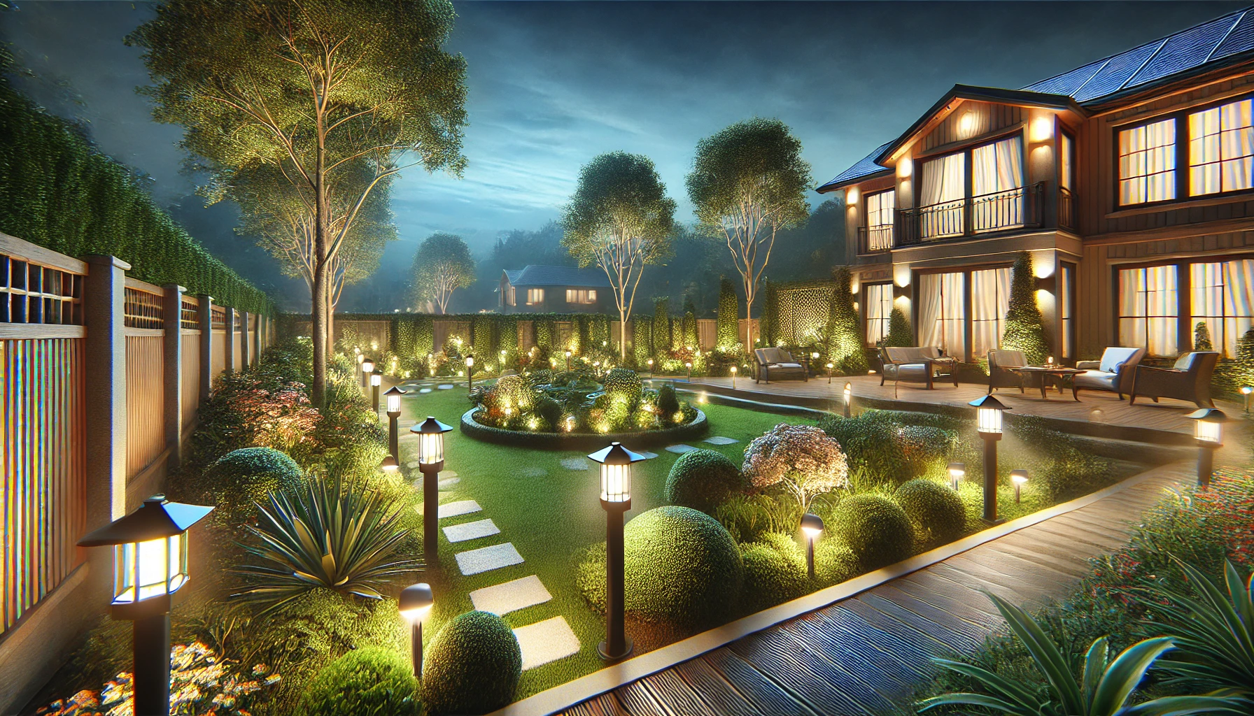 a residential landscape with low voltage garden lighting..jpg